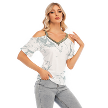 Load image into Gallery viewer, Cold Shoulder T-shirt With Colorful Elastic Band On Neck