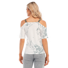 Load image into Gallery viewer, Cold Shoulder T-shirt With Colorful Elastic Band On Neck