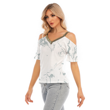 Load image into Gallery viewer, Cold Shoulder T-shirt With Colorful Elastic Band On Neck