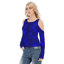 Load image into Gallery viewer, Cold Shoulder Round Neck Long Sleeves Blouse