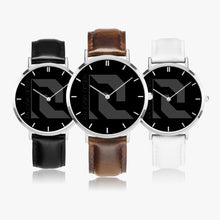 Carregar imagem no visualizador da galeria, Ultra-Thin Leather Strap Quartz Watch (Silver With Indicators)