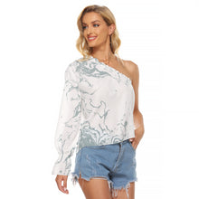 Charger l&#39;image dans la galerie, All-Over Print Women&#39;s One-shoulder Long Sleeve T-shirt
