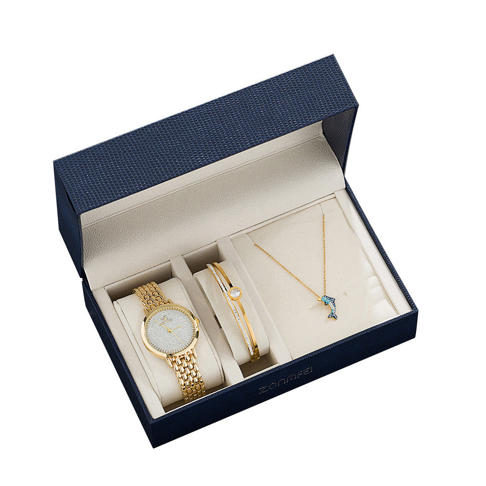 Watch & Jewelry Set For Women (Earrings, Ring, Necklace, Bracelet)