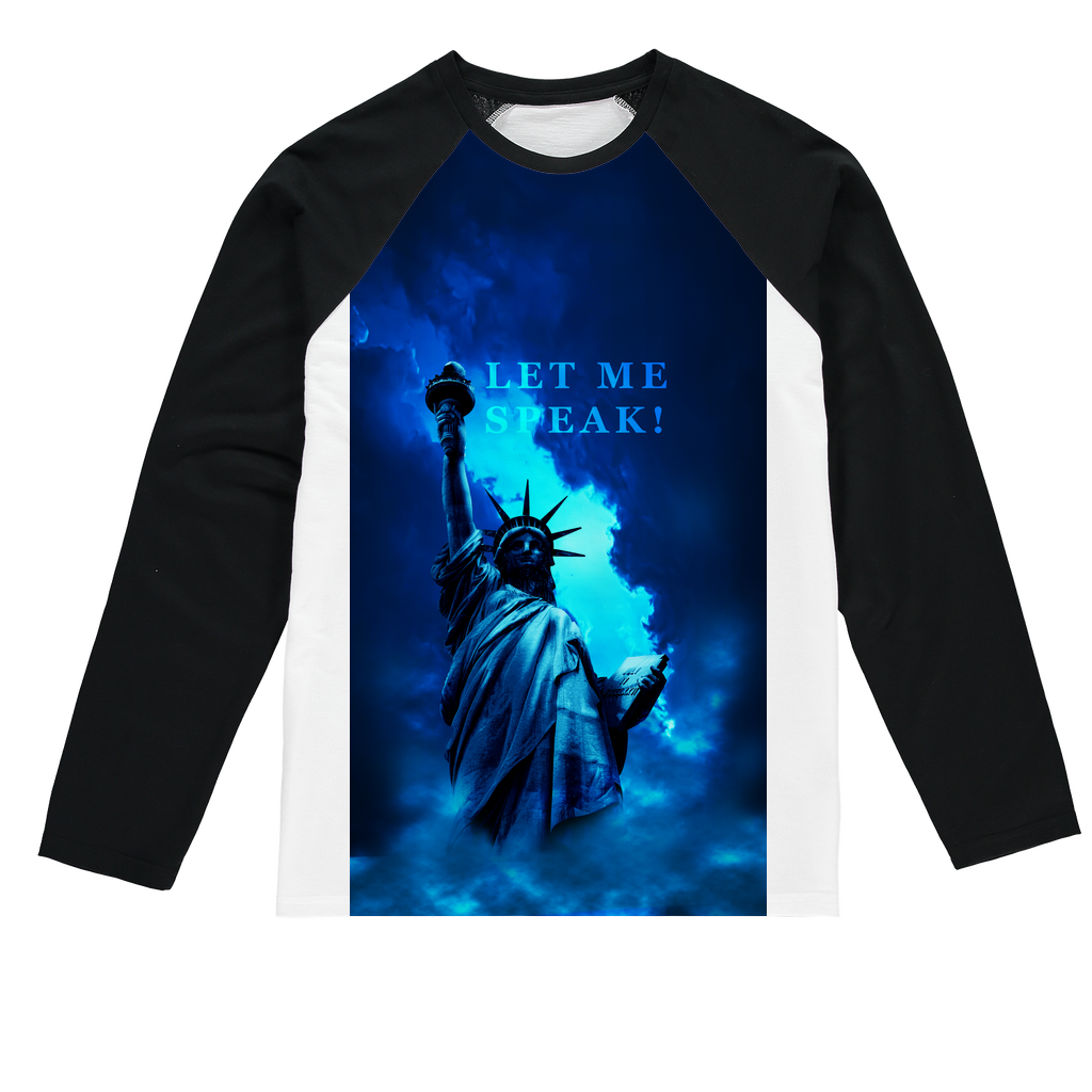 Lady Liberty Sublimation Baseball Long Sleeve T-Shirt