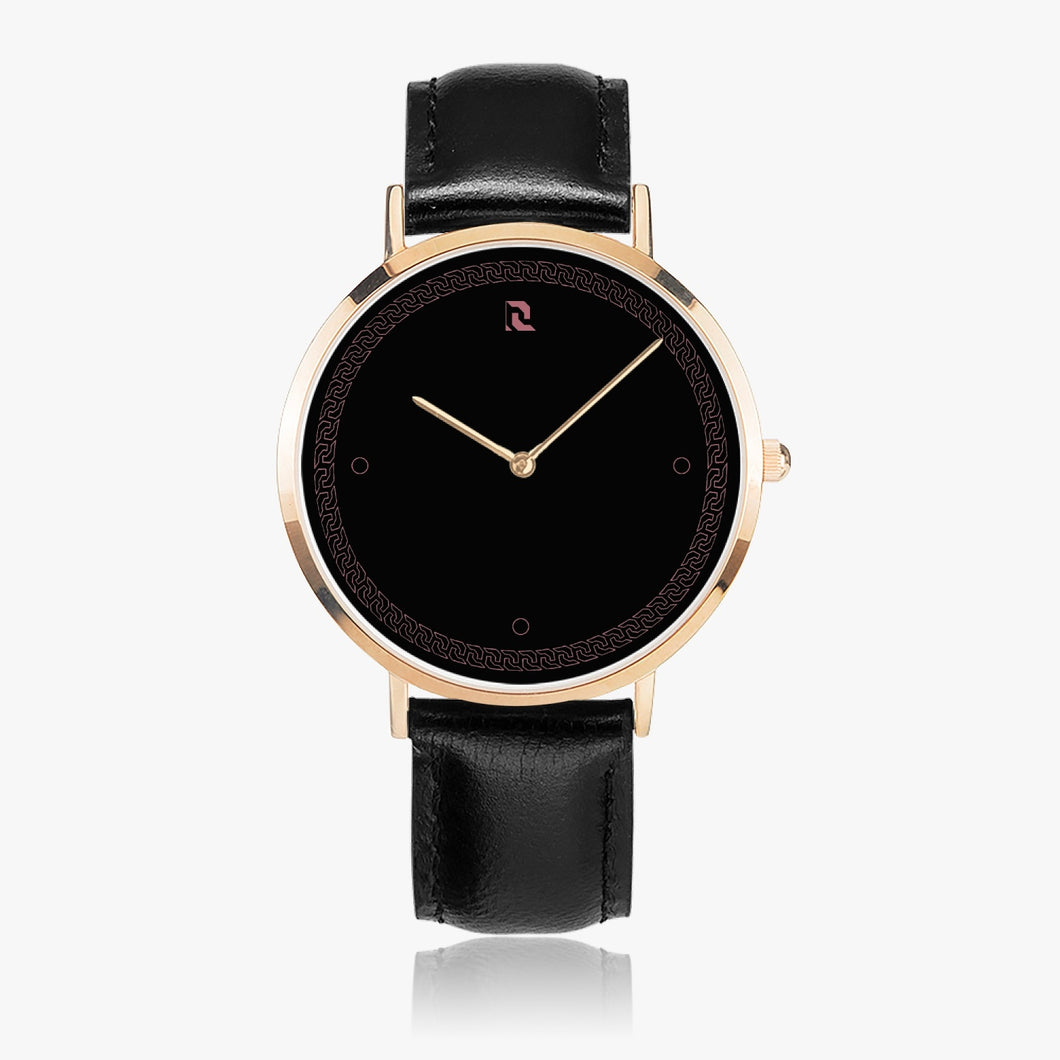 Ultra-Thin Leather Strap Quartz Watch (Rose Gold)