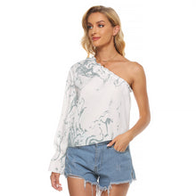 Charger l&#39;image dans la galerie, All-Over Print Women&#39;s One-shoulder Long Sleeve T-shirt
